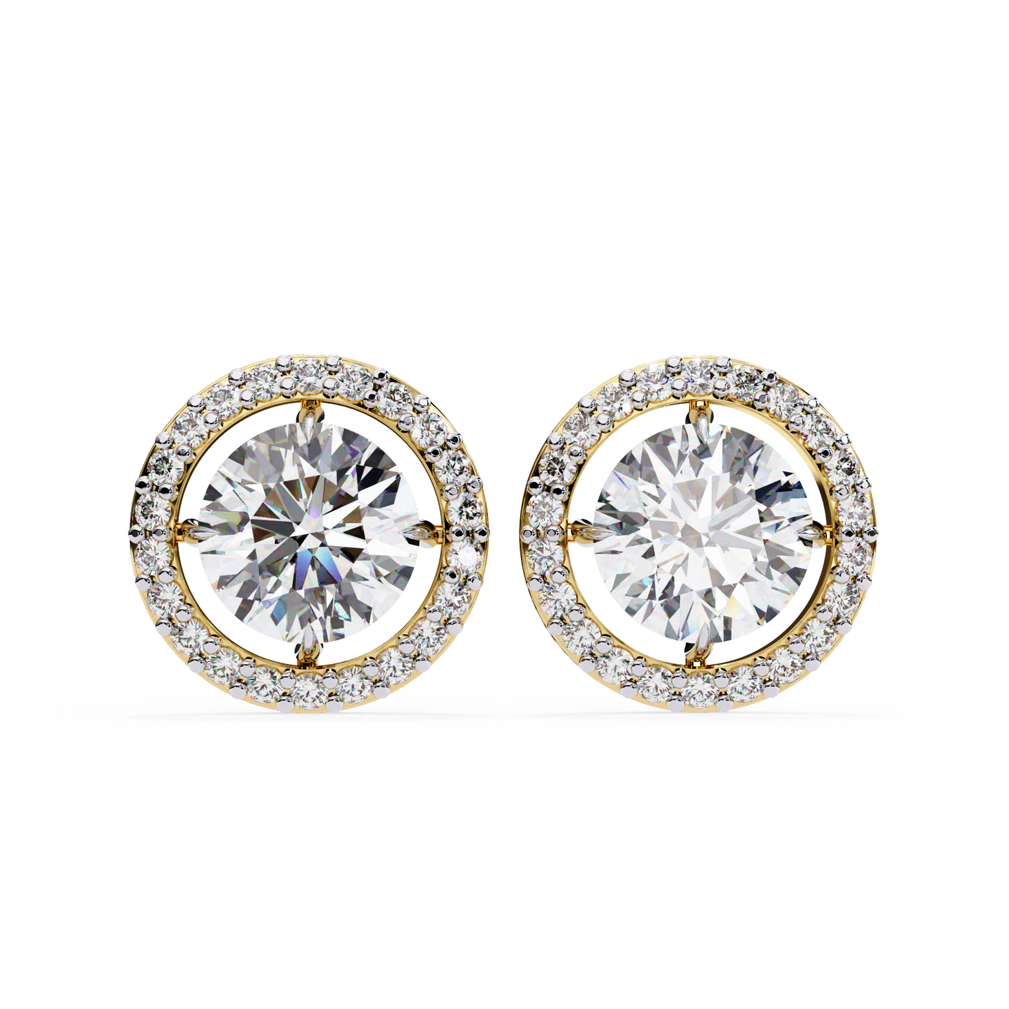 stellar floating halo lab grown diamond studs