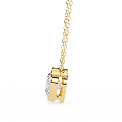 Aurora Bezel Solitaire Lab Grown Diamond Necklace