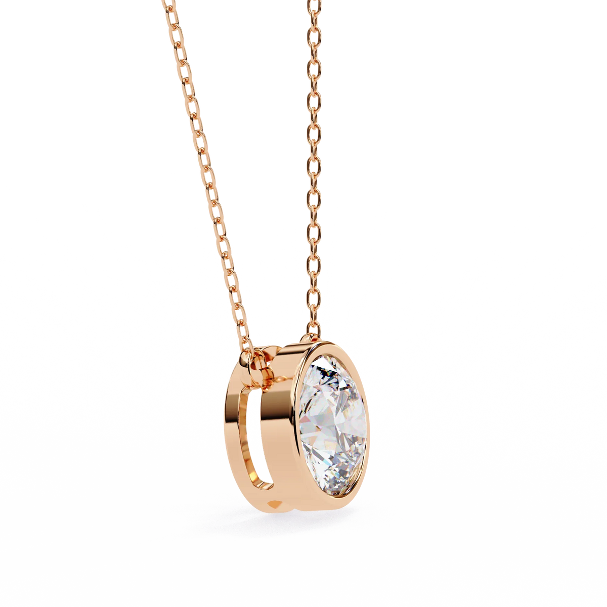 Aurora Bezel Solitaire Lab Grown Diamond Necklace - Ophiratbf