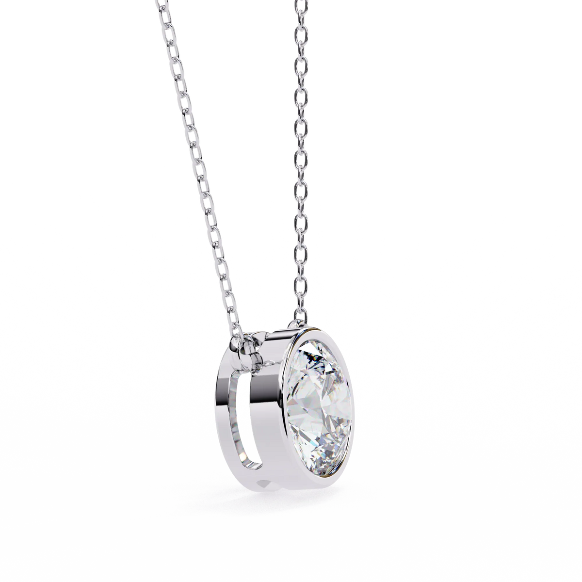 Aurora Bezel Solitaire Lab Grown Diamond Necklace - Ophiratbf