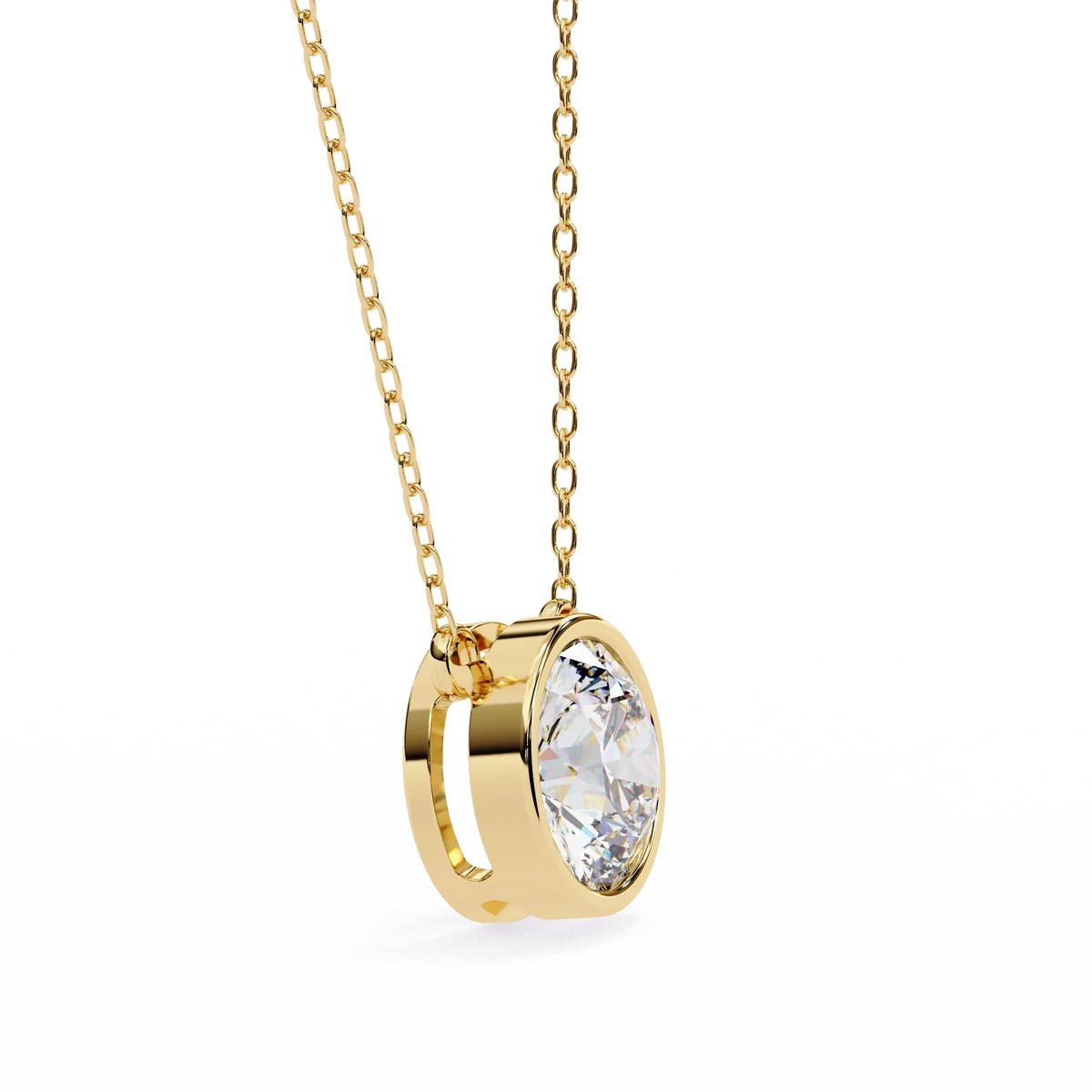 Aurora Bezel Solitaire Lab Grown Diamond Necklace - Ophiratbf