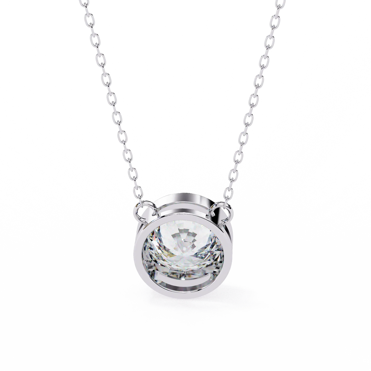 Aurora Bezel Solitaire Lab Grown Diamond Necklace - Ophiratbf