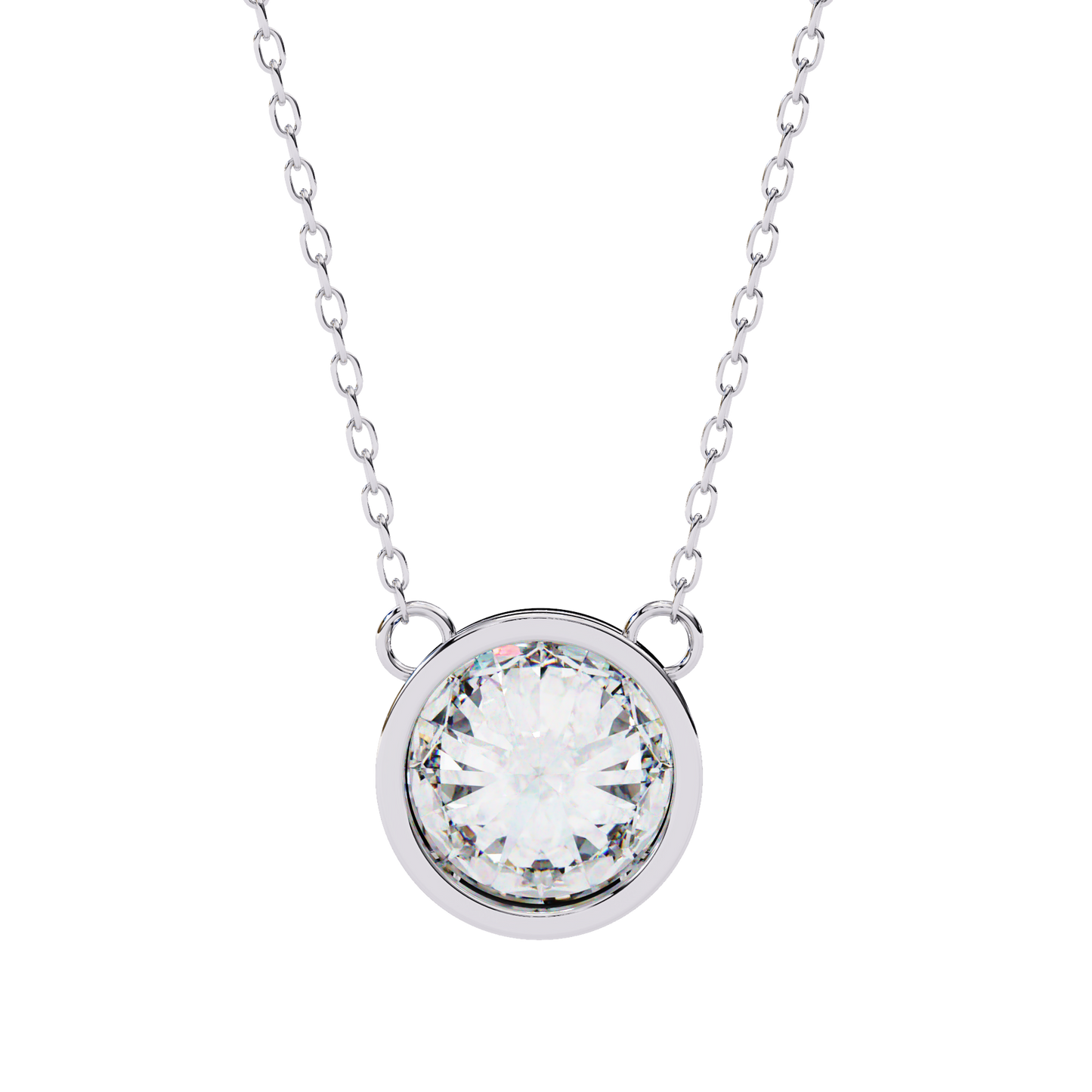 aurora bezel solitaire lab grown diamond necklace