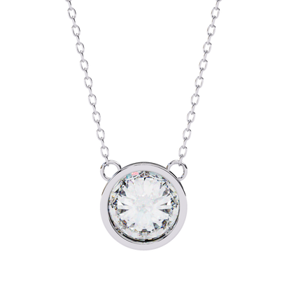 Aurora Bezel Solitaire Lab Grown Diamond Necklace