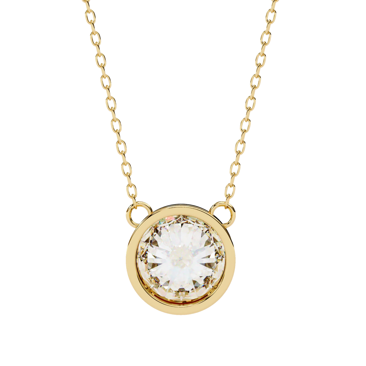 Aurora Bezel Solitaire Lab Grown Diamond Necklace - Ophiratbf