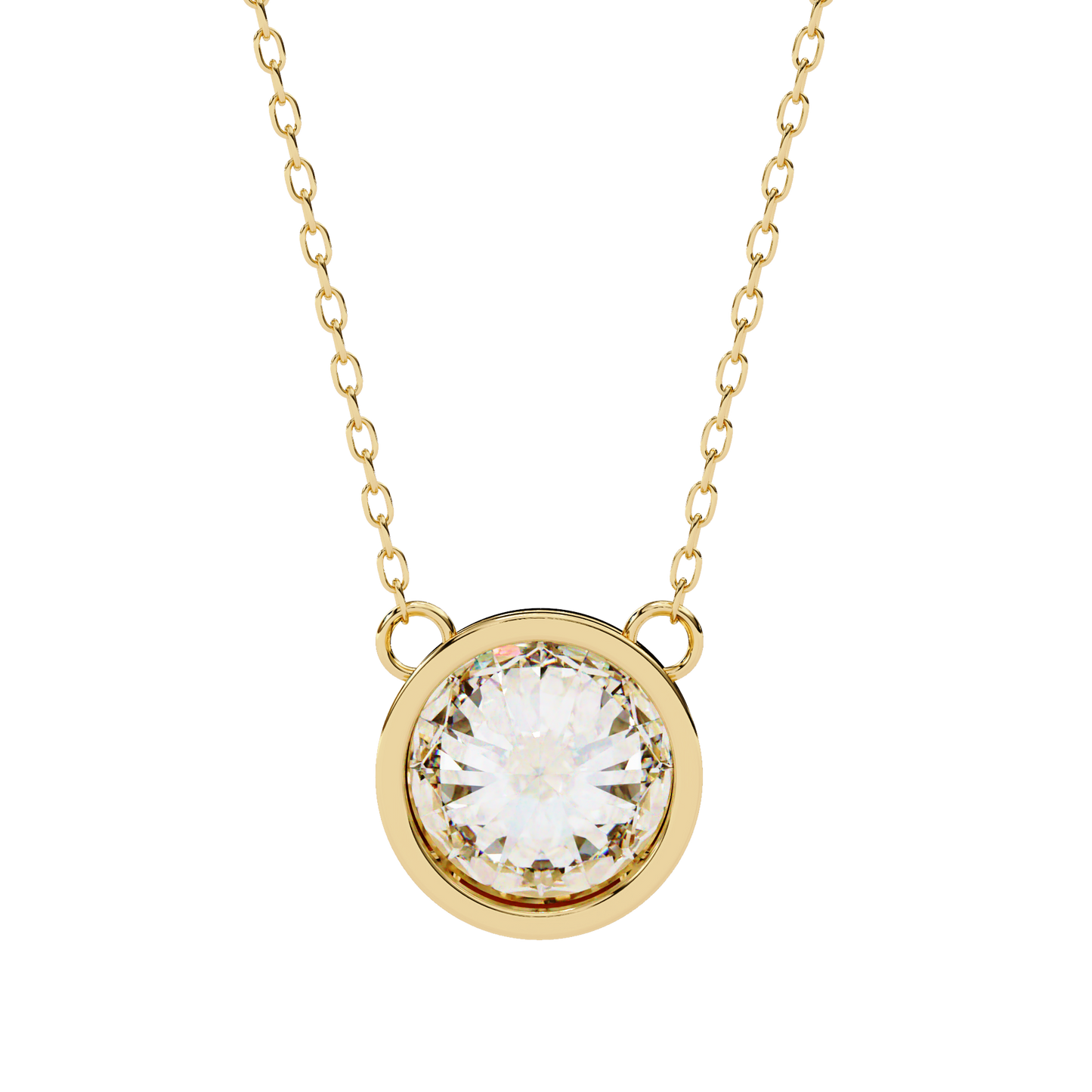 aurora bezel solitaire lab grown diamond necklace