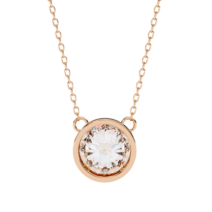 Aurora Bezel Solitaire Lab Grown Diamond Necklace