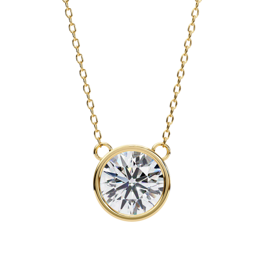 Aurora Bezel Solitaire Lab Grown Diamond Necklace