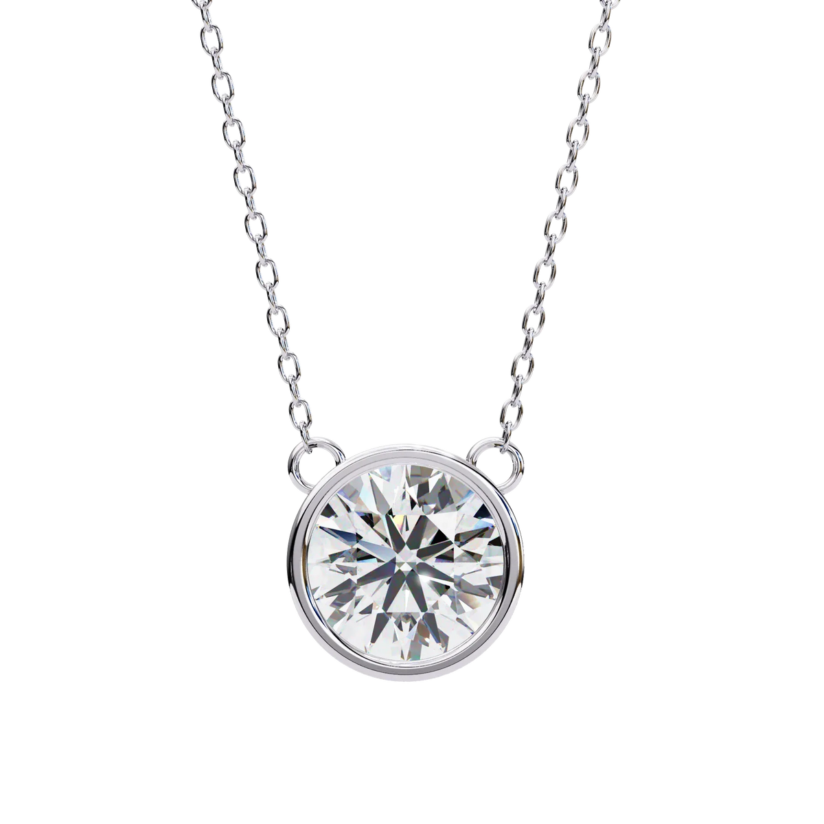 Aurora Bezel Solitaire Lab Grown Diamond Necklace - Ophiratbf