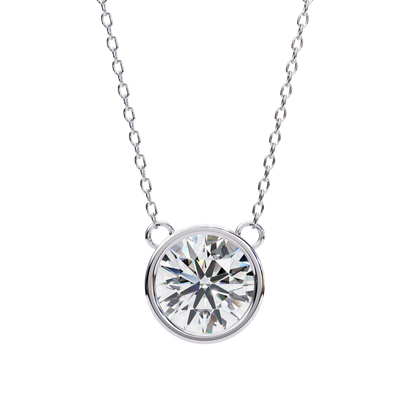 Aurora Bezel Solitaire Lab Grown Diamond Necklace