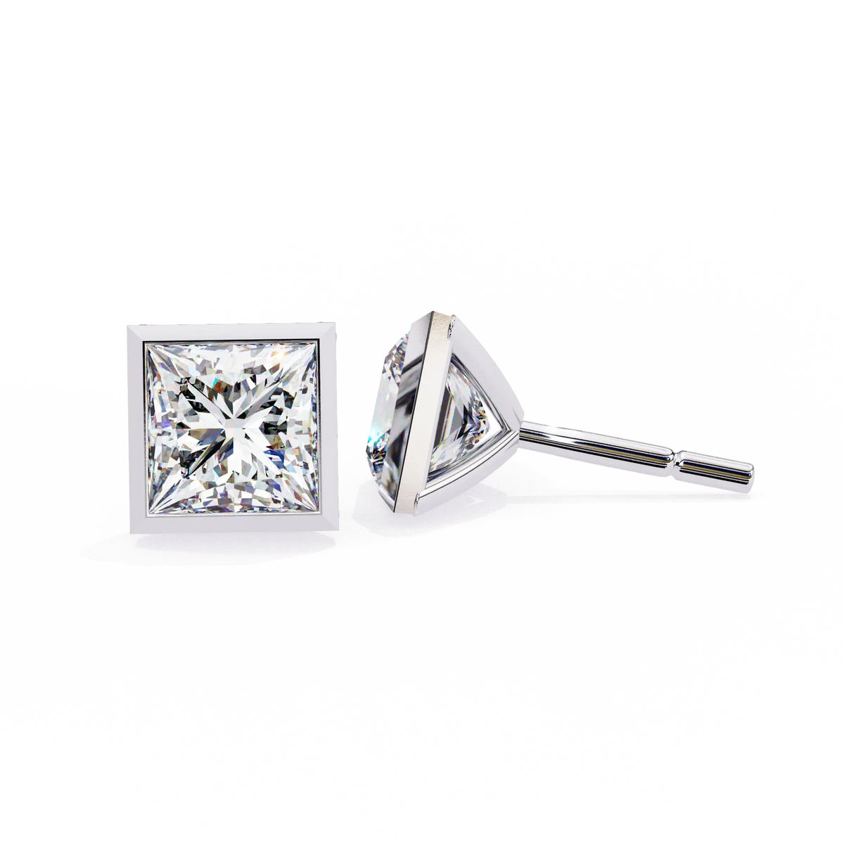 Regency Princess Bezel Lab Grown Diamond Studs - Ophiratbf