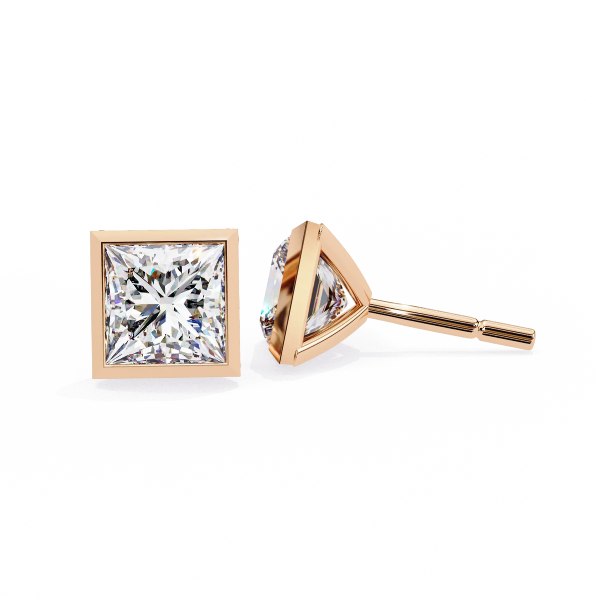 Regency Princess Bezel Lab Grown Diamond Studs - Ophiratbf
