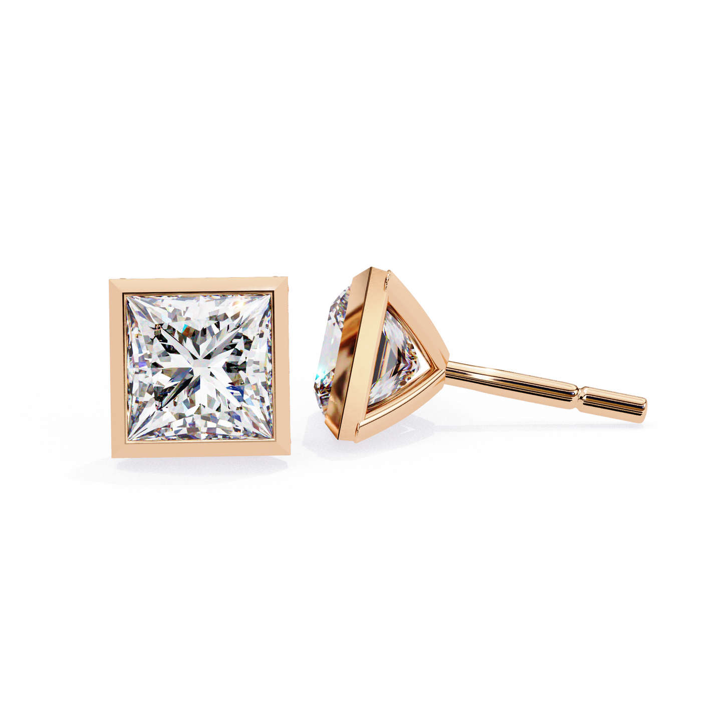 regency princess bezel lab grown diamond studs