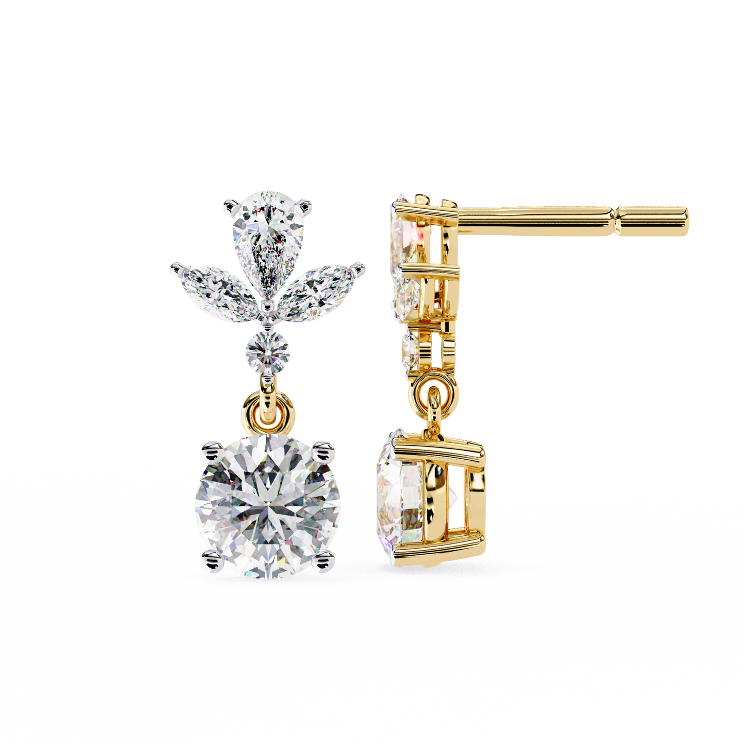 petal dew drop lab grown diamond studs