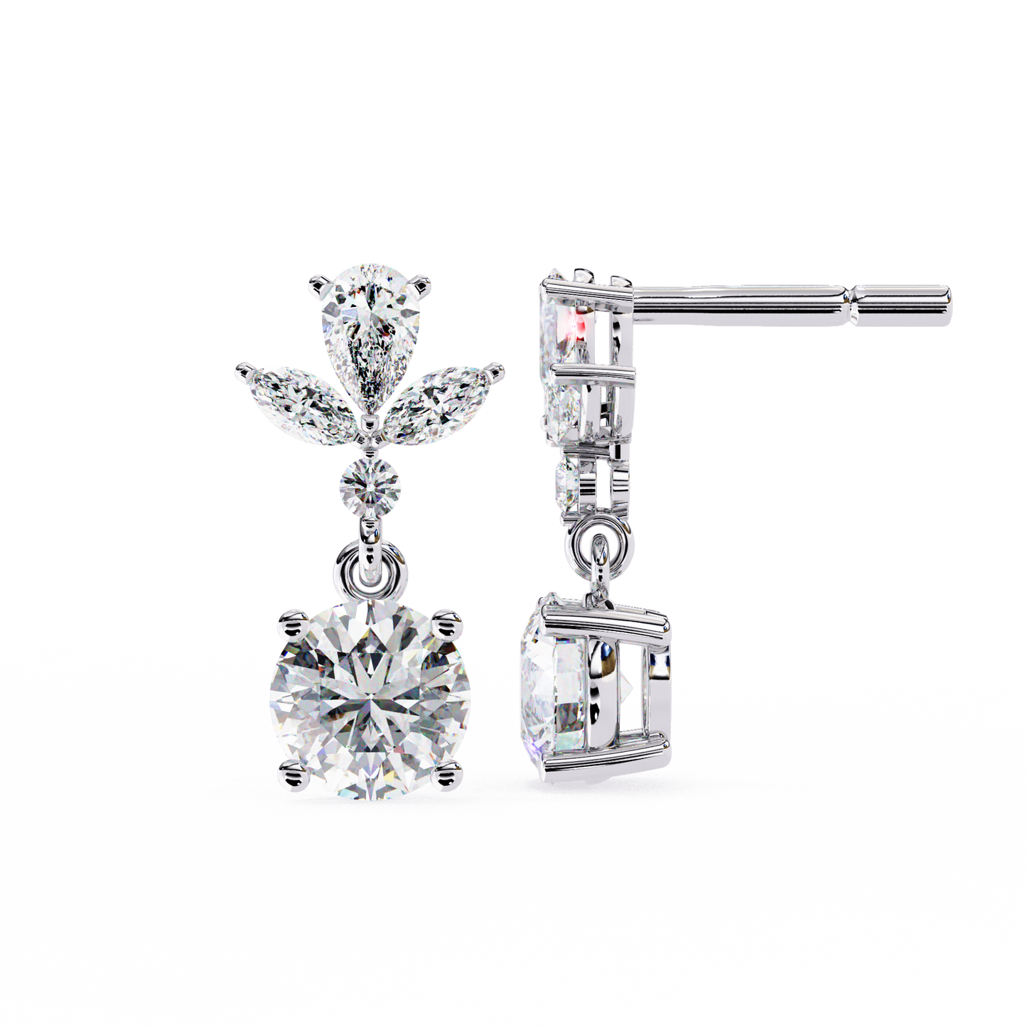 petal dew drop lab grown diamond studs