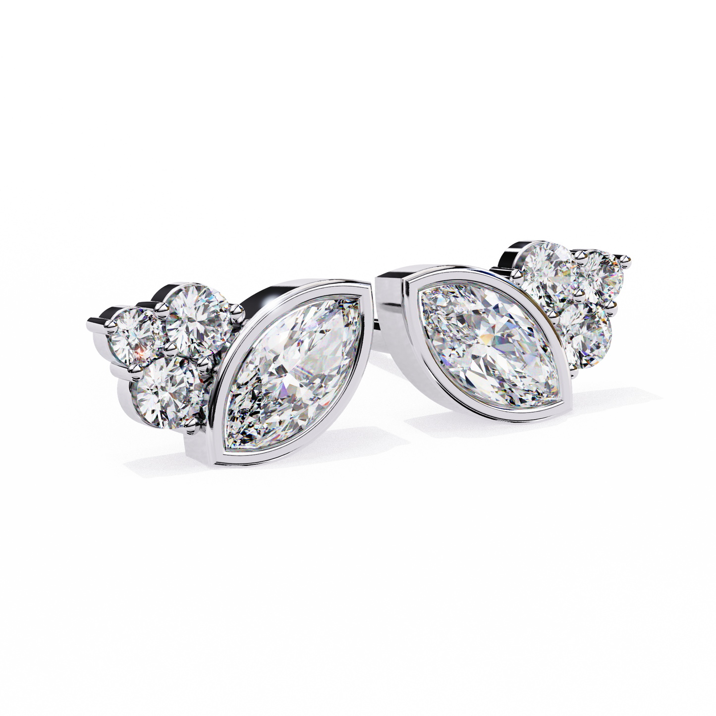 bliss marquise & pear bezel lab grown diamond studs