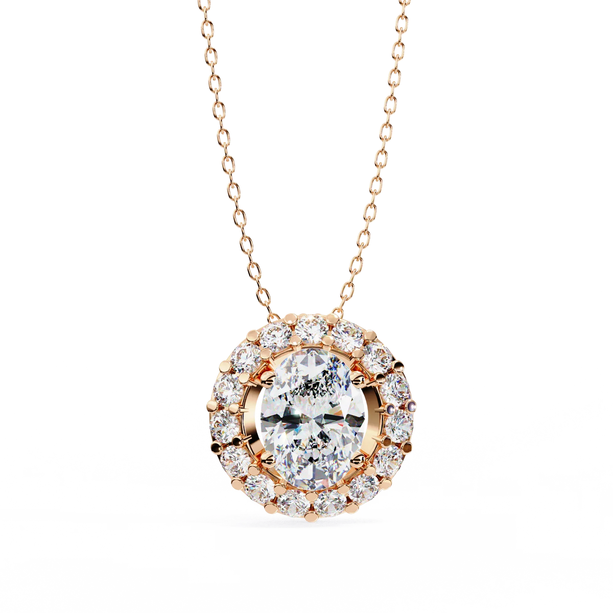 Opaline Halo Oval Lab Grown Diamond Pendant - Ophiratbf