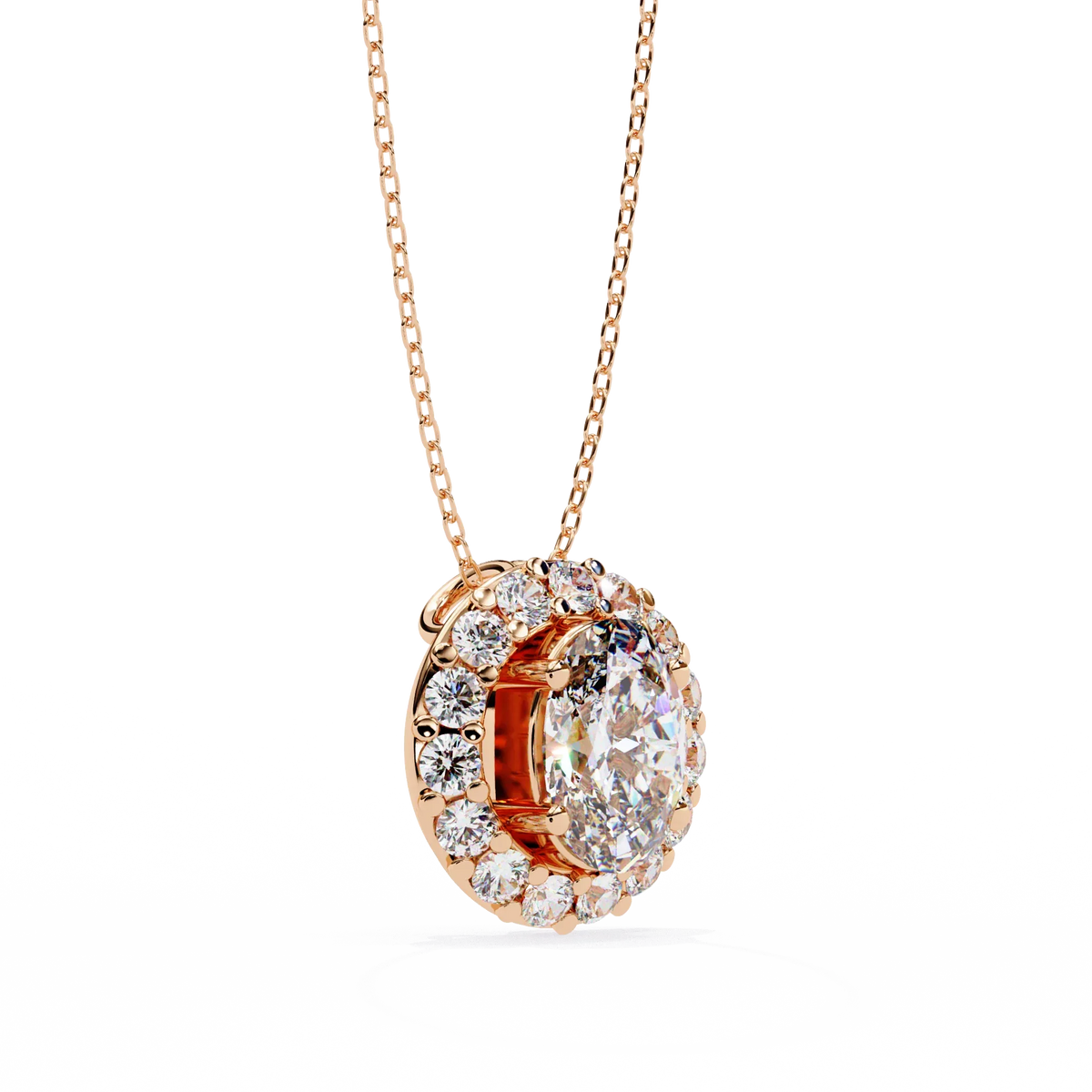 Opaline Halo Oval Lab Grown Diamond Pendant - Ophiratbf