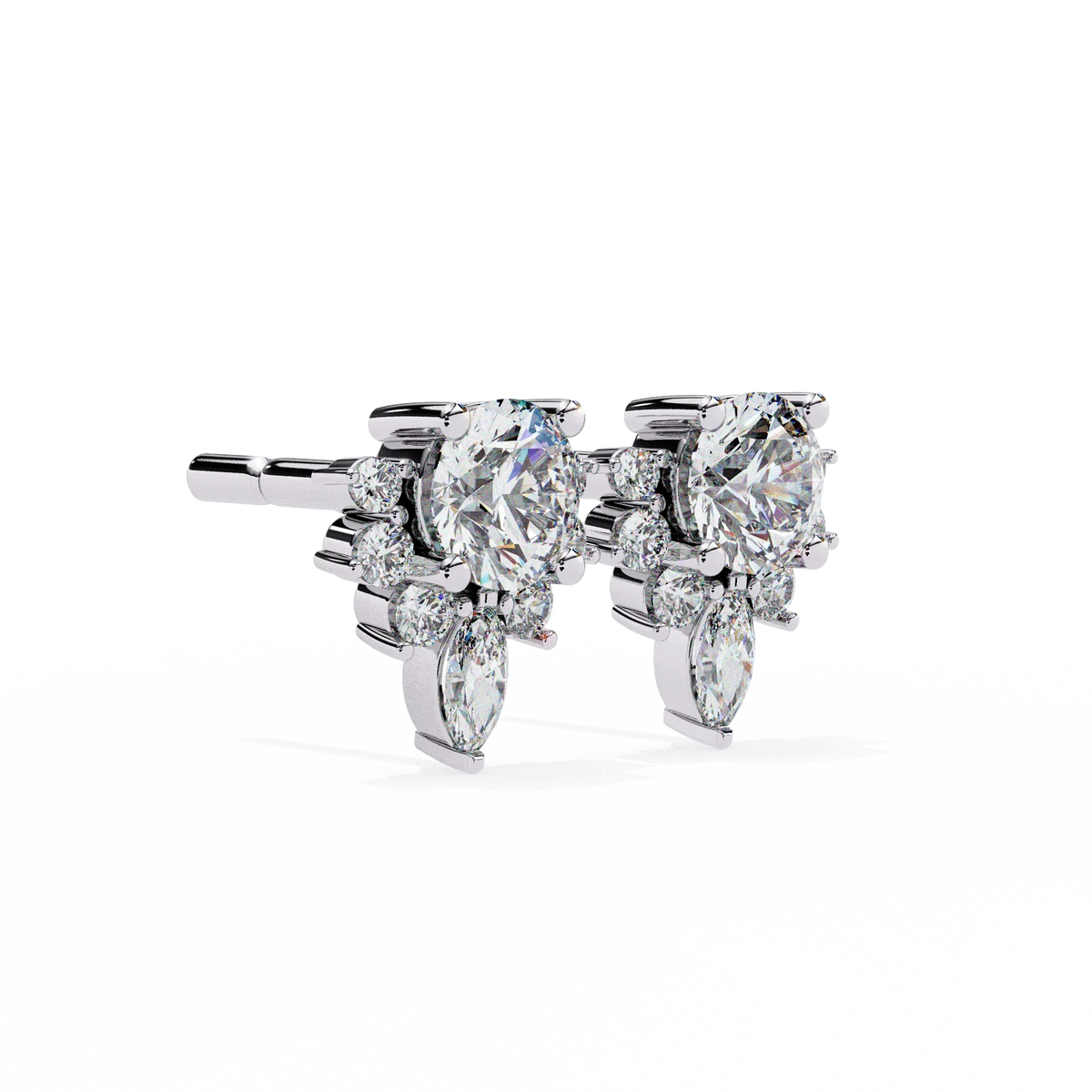 Gala Art Deco Marquise Cluster Lab Grown Diamond Studs - Ophiratbf