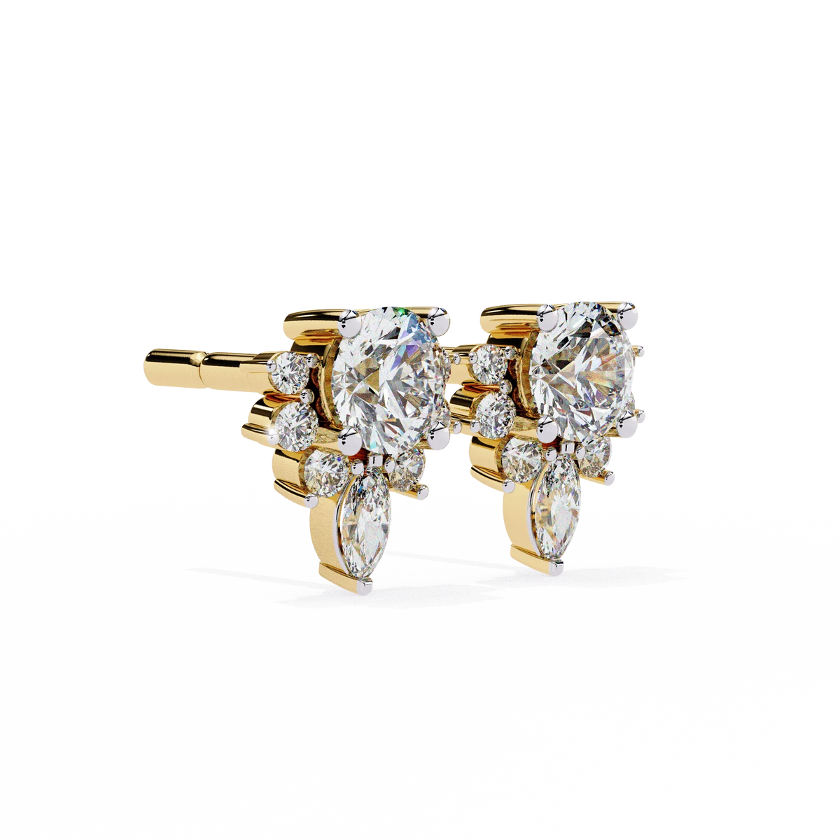 Gala Art Deco Marquise Cluster Lab Grown Diamond Studs - Ophiratbf