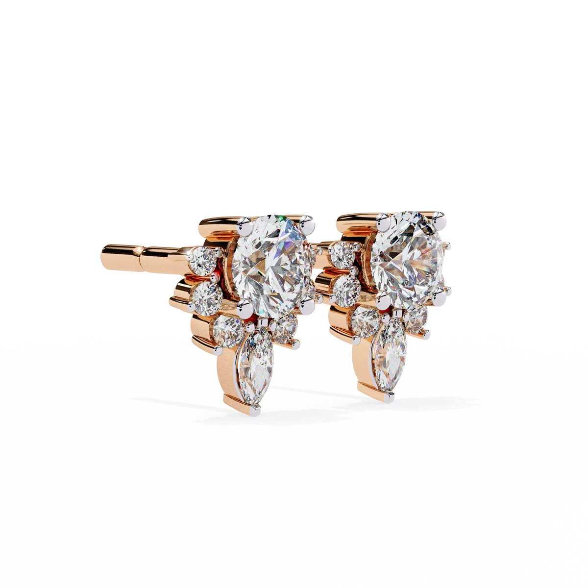 Gala Art Deco Marquise Cluster Lab Grown Diamond Studs - Ophiratbf