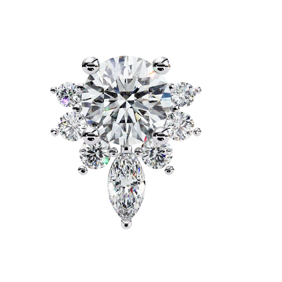 Gala Art Deco Marquise Cluster Lab Grown Diamond Studs - Ophiratbf