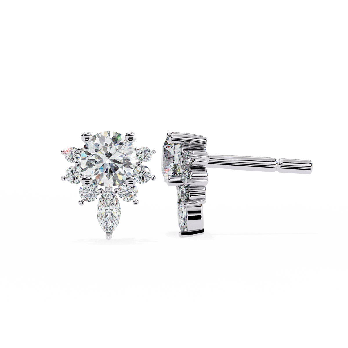 Gala Art Deco Marquise Cluster Lab Grown Diamond Studs - Ophiratbf
