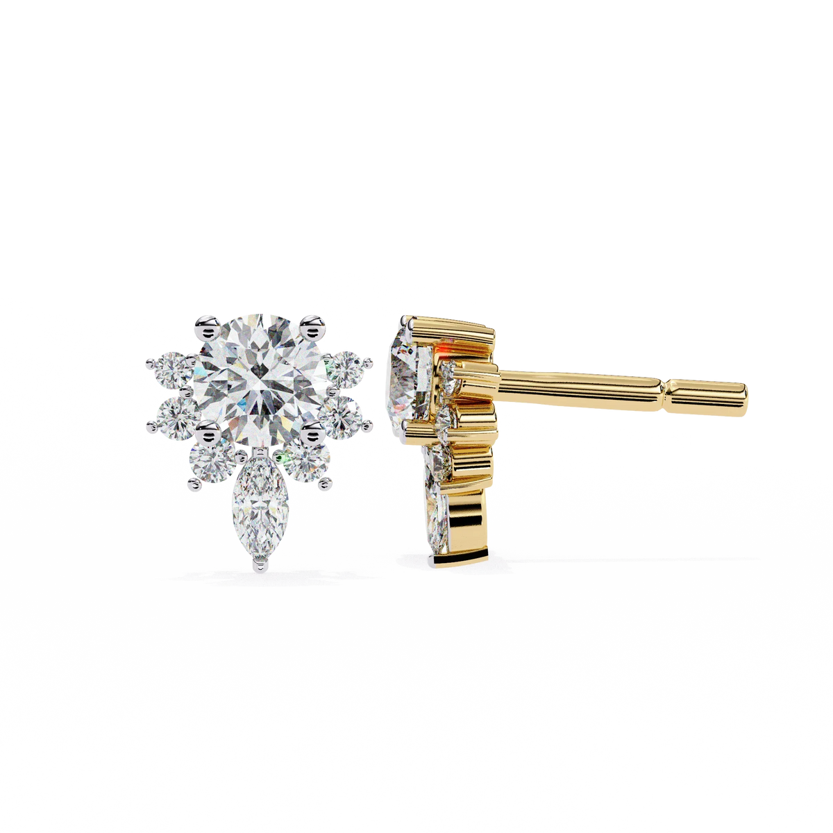 Gala Art Deco Marquise Cluster Lab Grown Diamond Studs - Ophiratbf