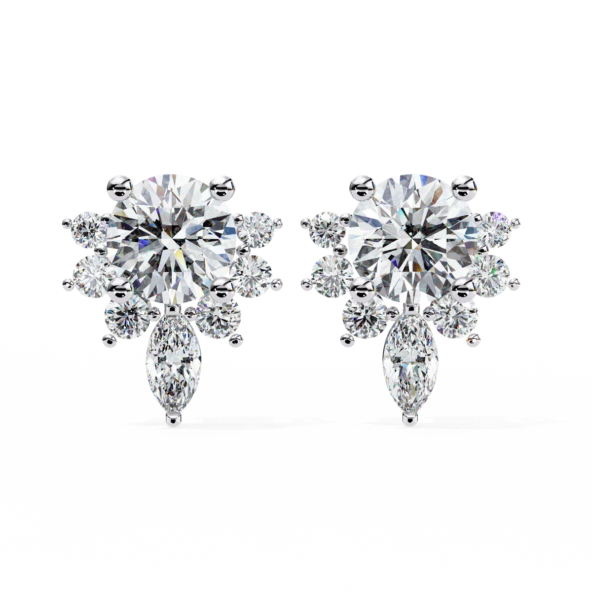 Gala Art Deco Marquise Cluster Lab Grown Diamond Studs - Ophiratbf