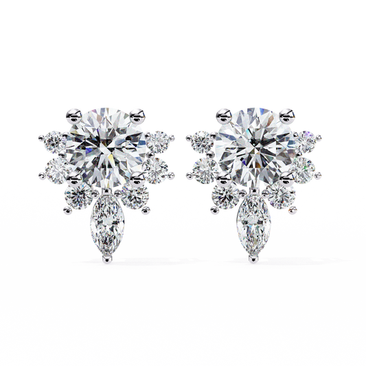 Gala Art Deco Marquise Cluster Lab Grown Diamond Studs