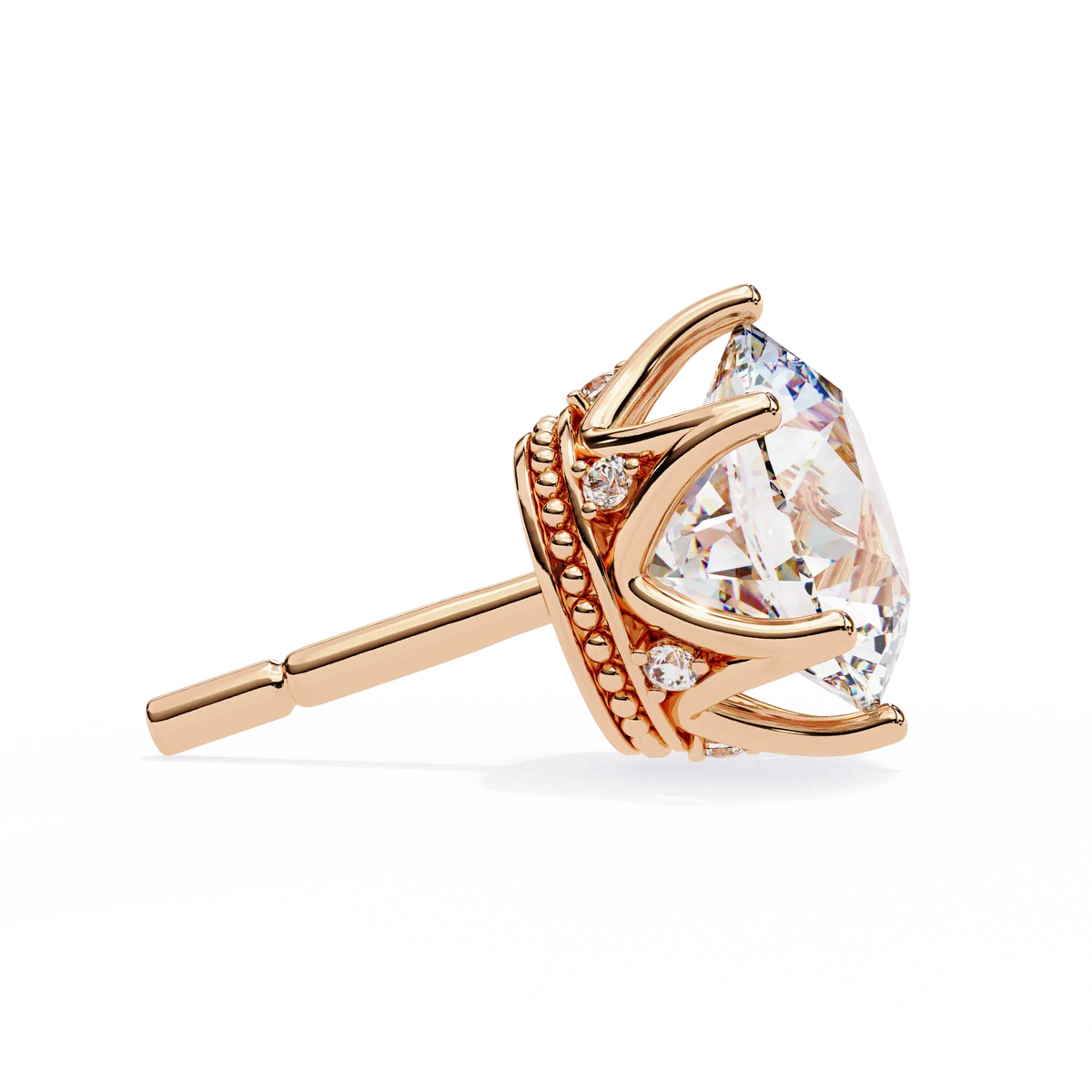 Crown Classic Round Lab Grown Diamond Earrings - Ophiratbf