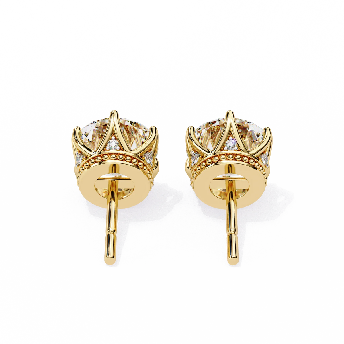 Crown Classic Round Lab Grown Diamond Earrings - Ophiratbf