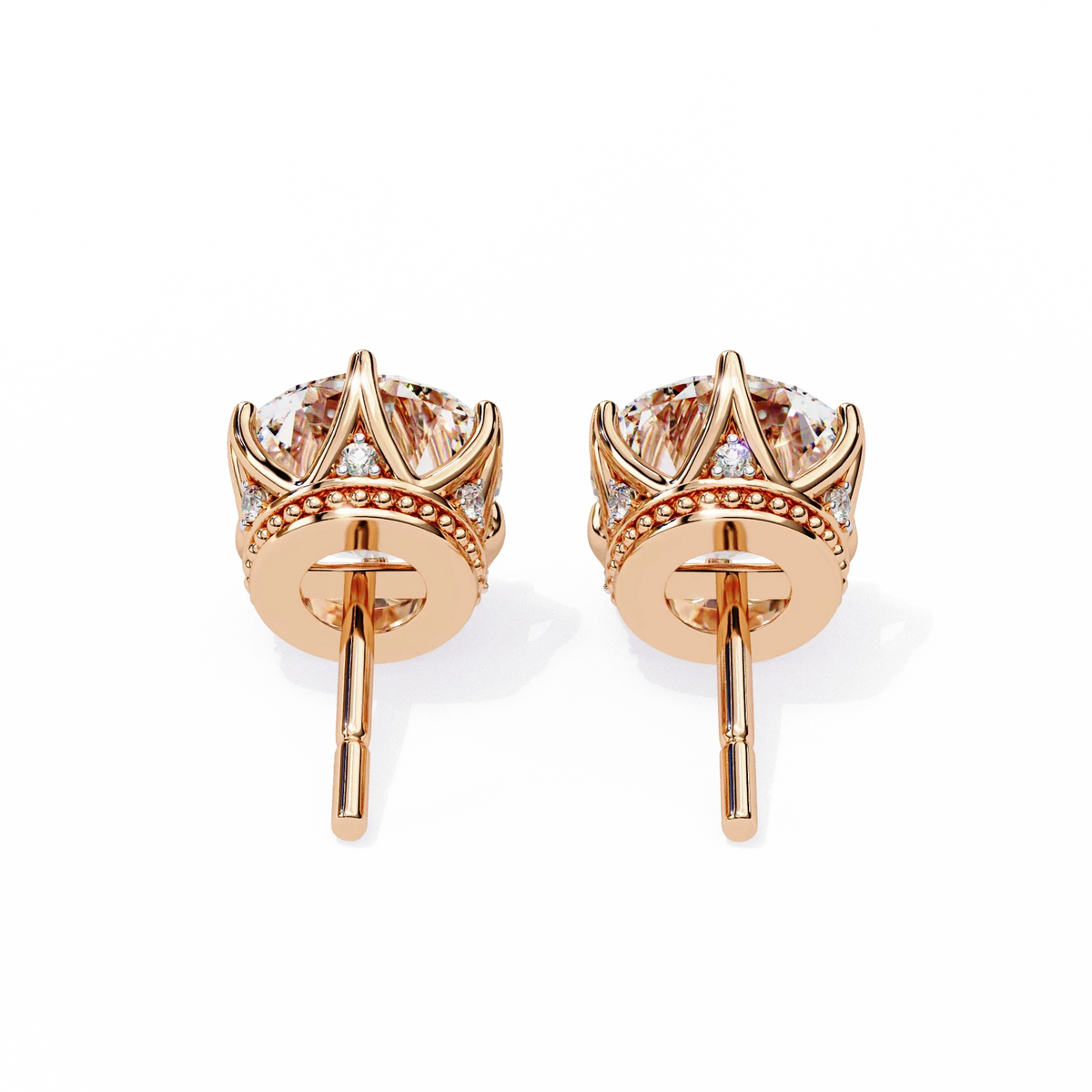Crown Classic Round Lab Grown Diamond Earrings - Ophiratbf
