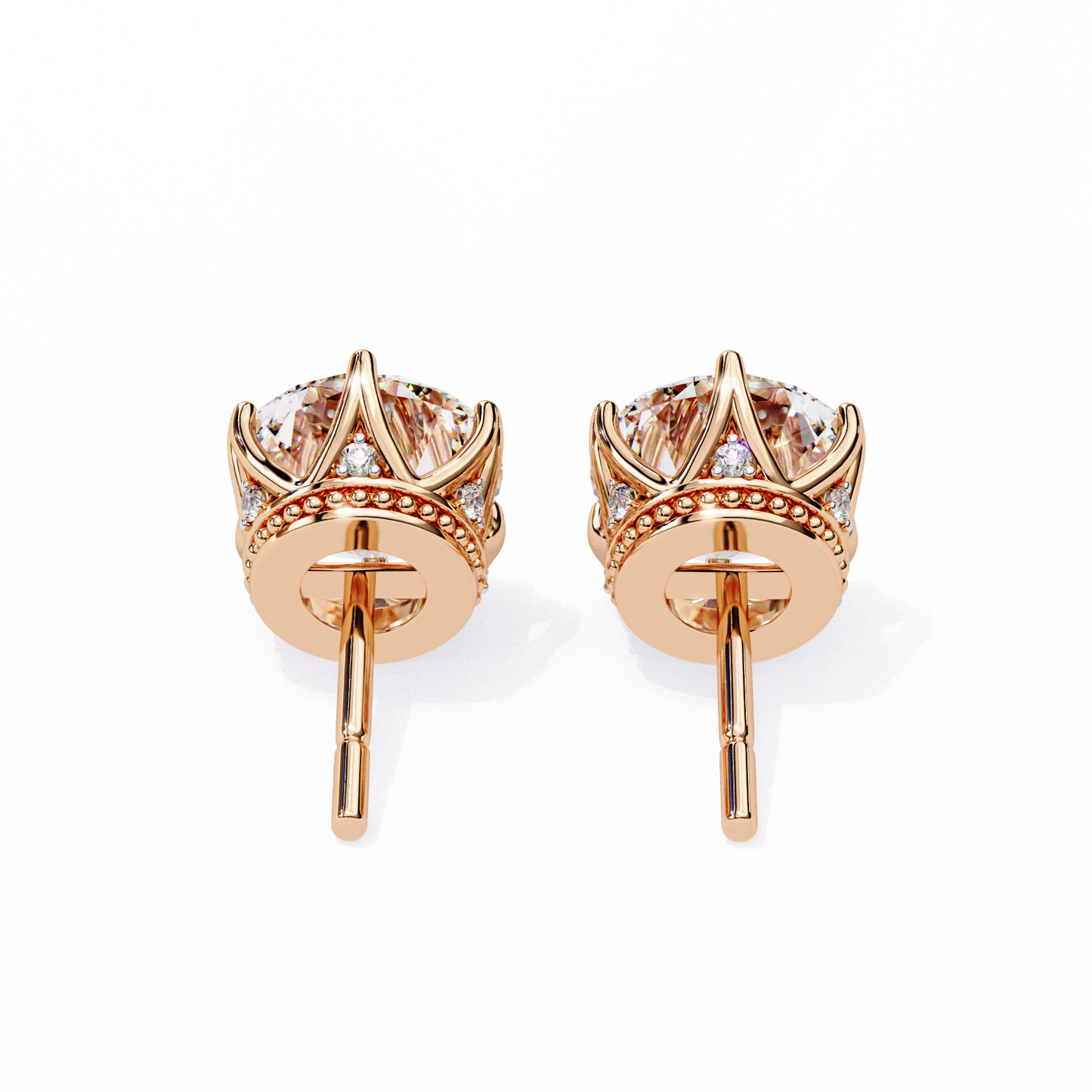 crown classic round lab grown diamond earrings
