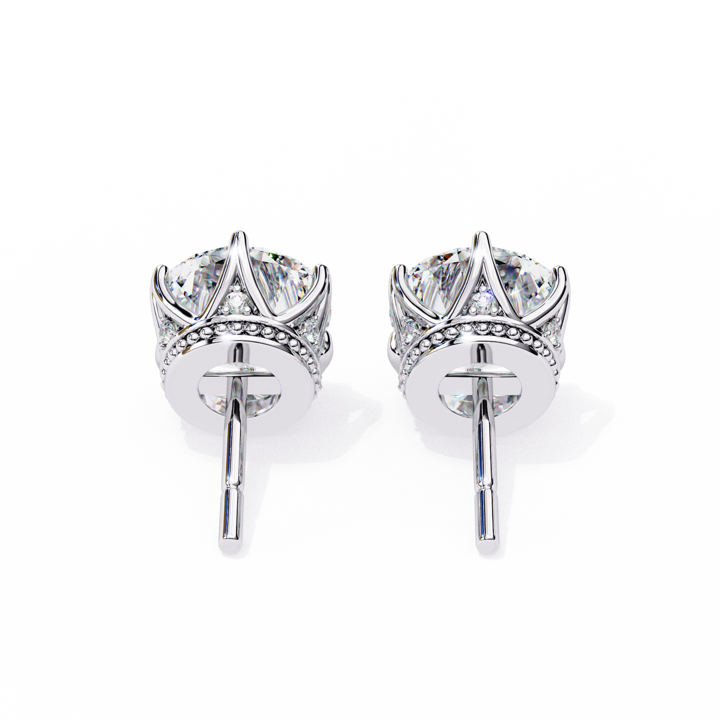 crown classic round lab grown diamond earrings