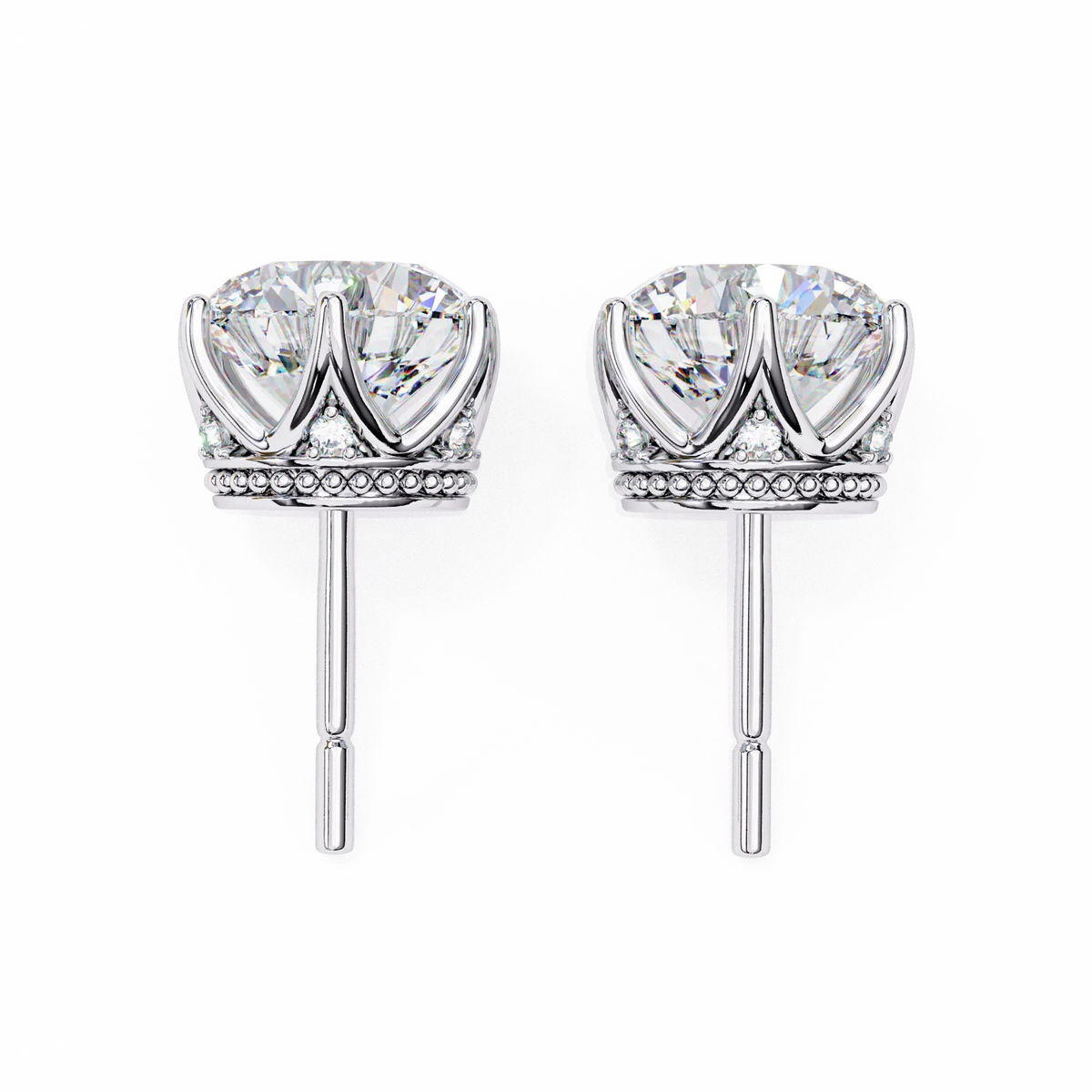 Crown Classic Round Lab Grown Diamond Earrings - Ophiratbf