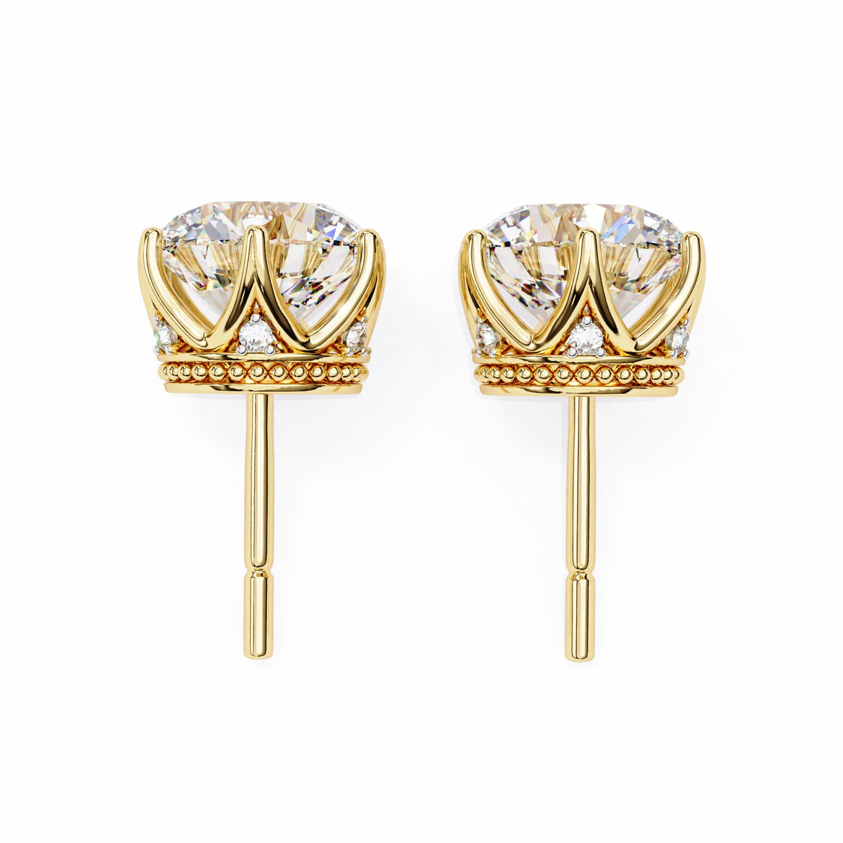 Crown Classic Round Lab Grown Diamond Earrings - Ophiratbf