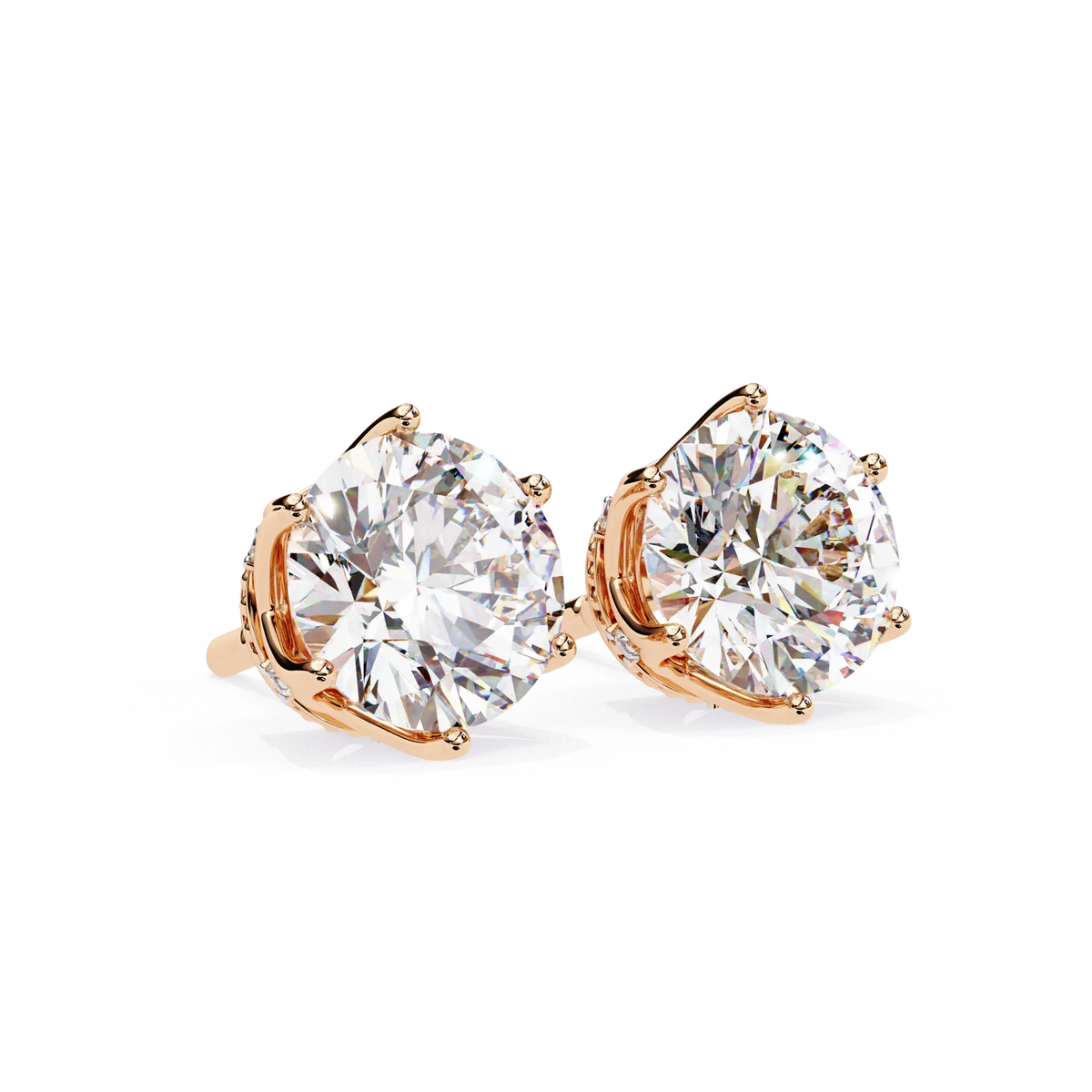 Crown Classic Round Lab Grown Diamond Earrings - Ophiratbf