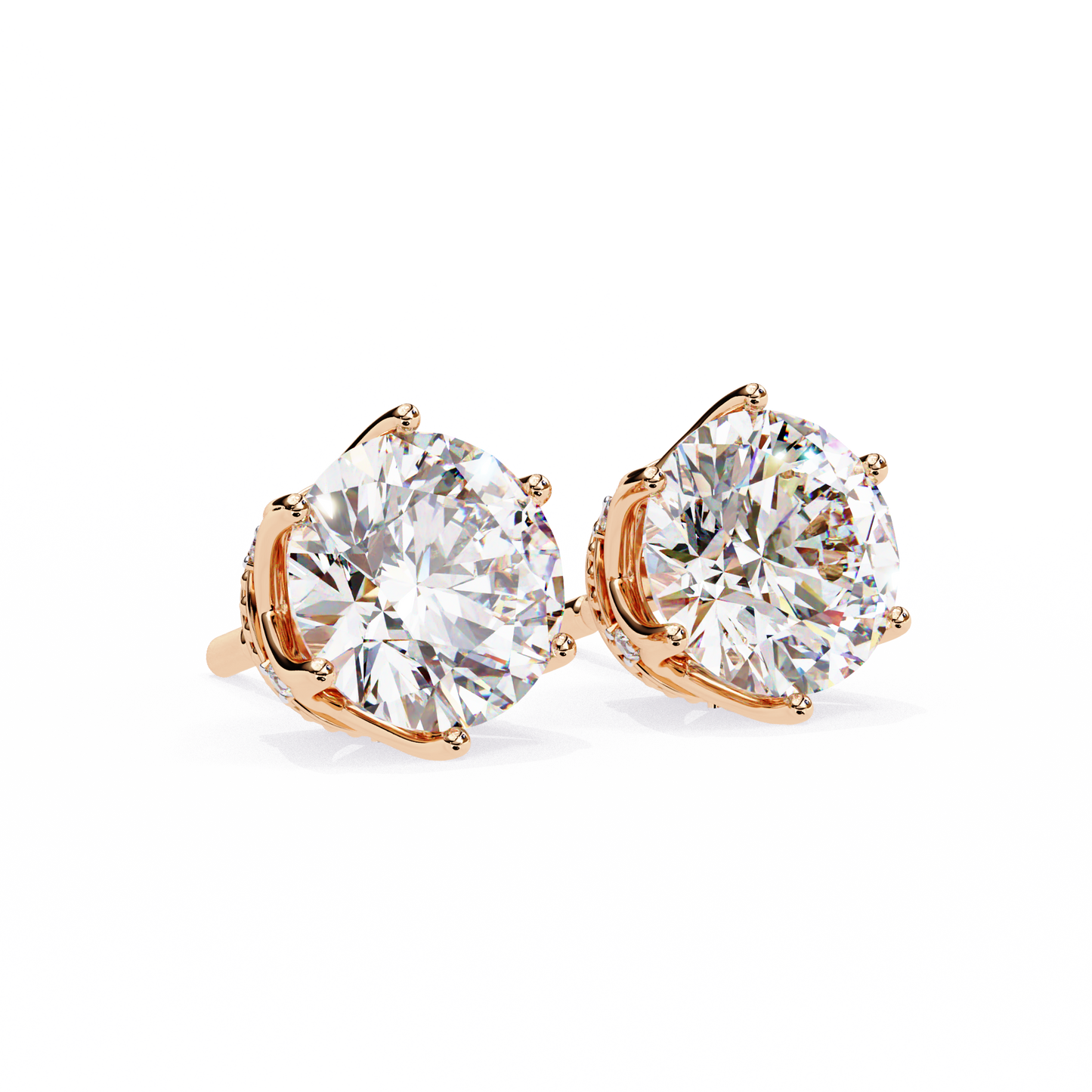 crown classic round lab grown diamond earrings