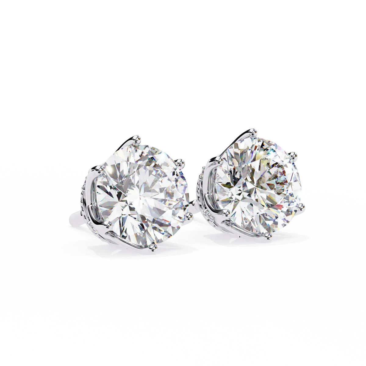 Crown Classic Round Lab Grown Diamond Earrings - Ophiratbf