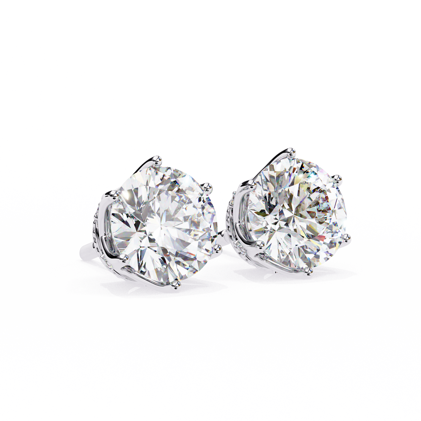 crown classic round lab grown diamond earrings