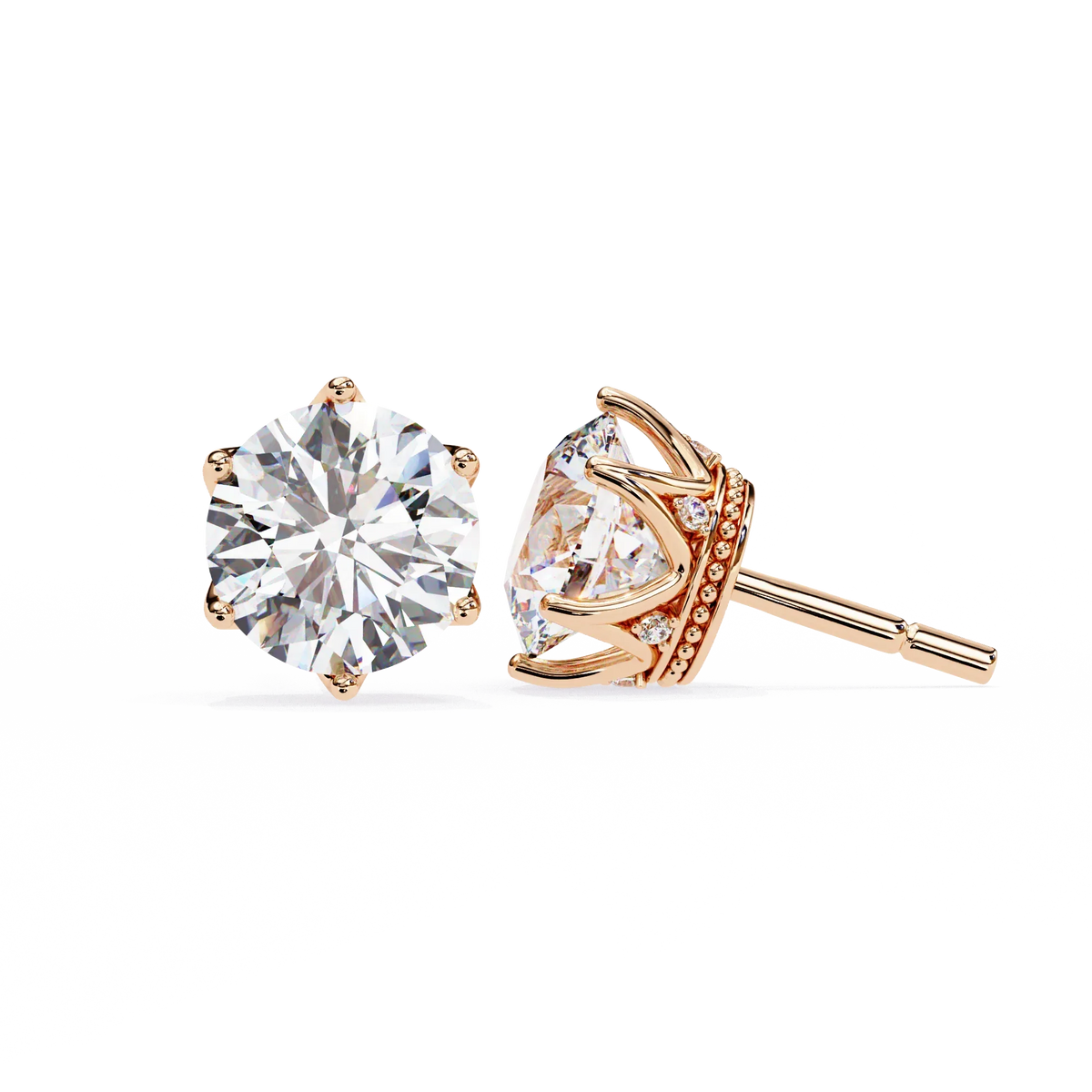 Crown Classic Round Lab Grown Diamond Earrings - Ophiratbf