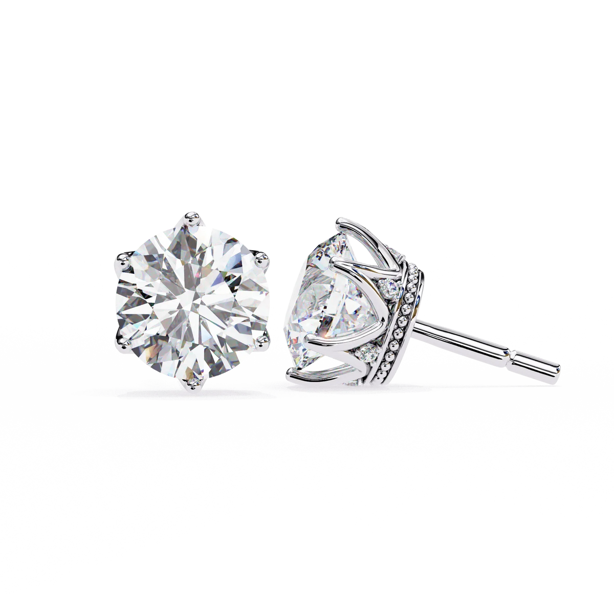 Crown Classic Round Lab Grown Diamond Earrings - Ophiratbf