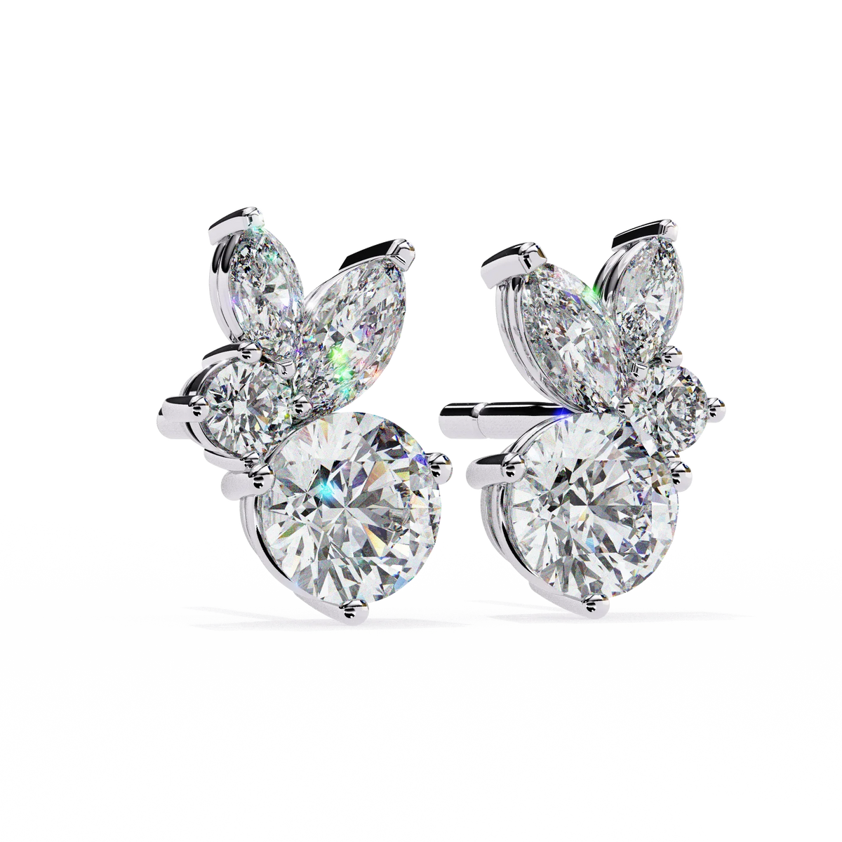 Viva Asymmetrical Marquise Cluster Lab Grown Diamond Studs - Ophiratbf