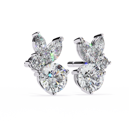 Viva Asymmetrical Marquise Cluster Lab Grown Diamond Studs