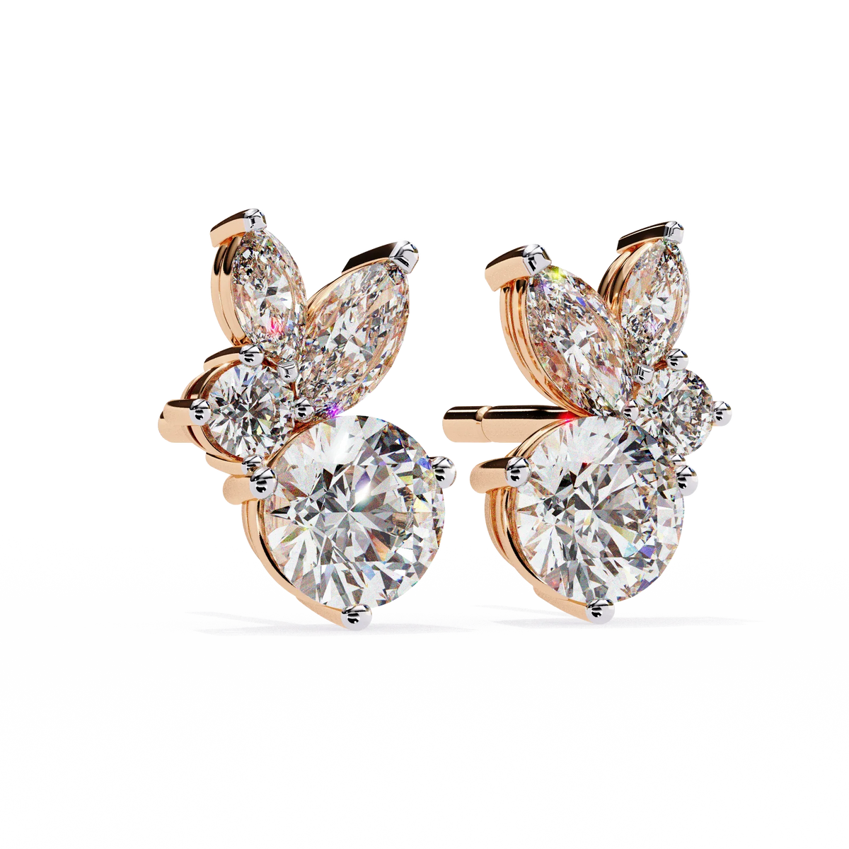 Viva Asymmetrical Marquise Cluster Lab Grown Diamond Studs - Ophiratbf