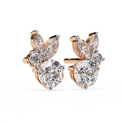 Viva Asymmetrical Marquise Cluster Lab Grown Diamond Studs