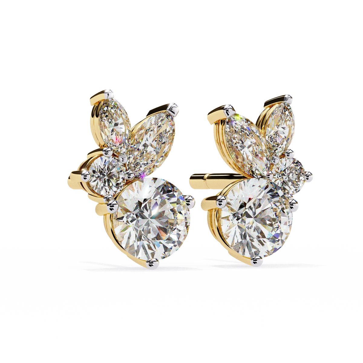 Viva Asymmetrical Marquise Cluster Lab Grown Diamond Studs - Ophiratbf