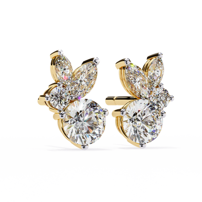 Viva Asymmetrical Marquise Cluster Lab Grown Diamond Studs