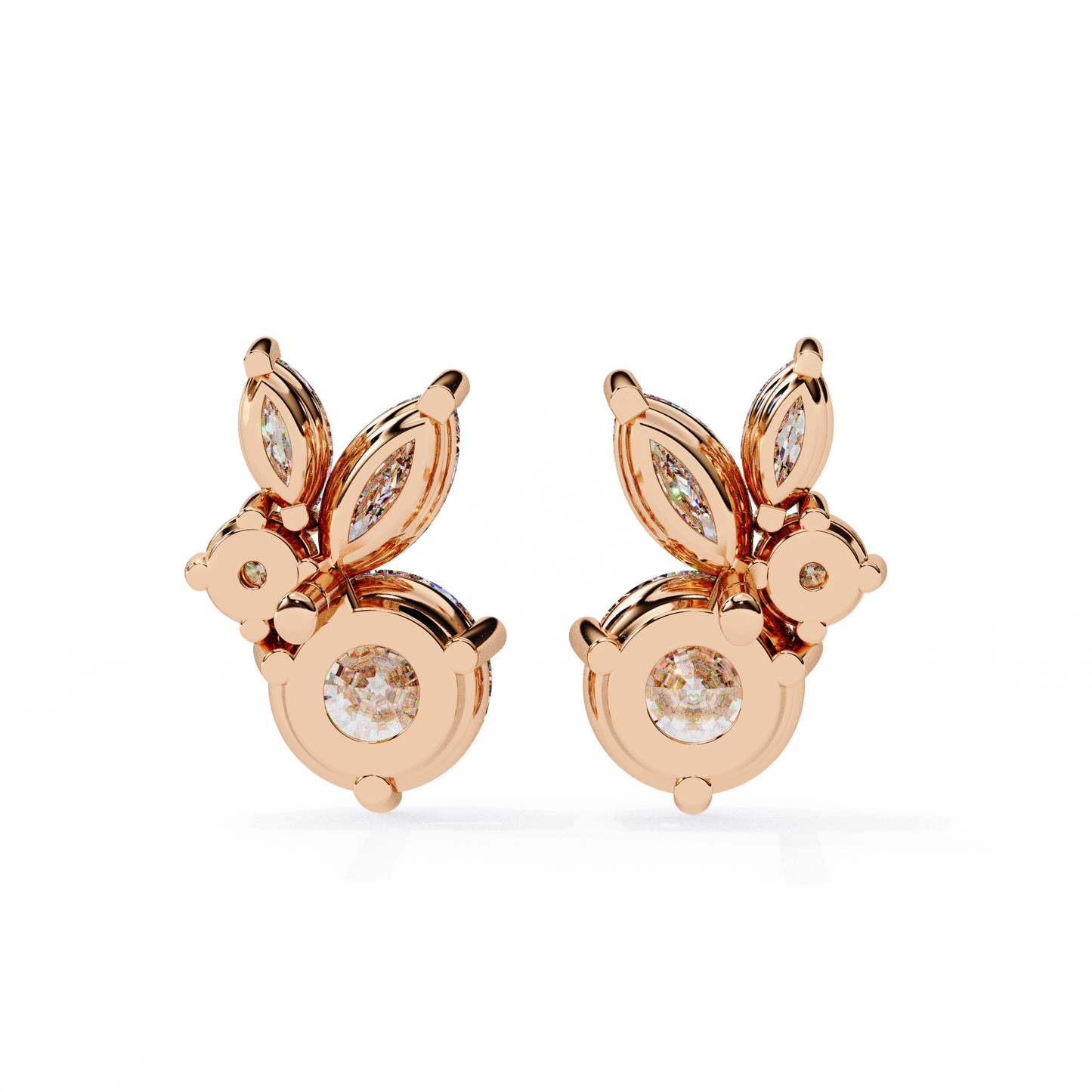 viva asymmetrical marquise cluster lab grown diamond studs